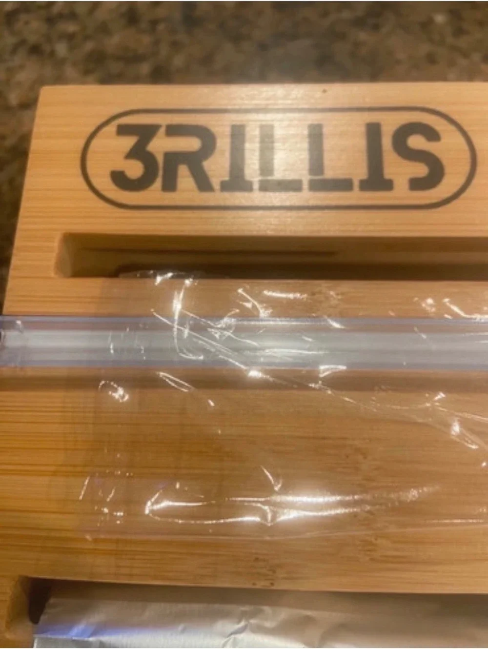3Rillis Bamboo Wrap Organizer 2-in-1 Plastic and Foil Wrap Dispenser